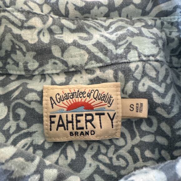 Faherty Breeze Collared Shirt Mens Small Floral All Over Print Hawaiian Hemp - Picture 3 of 9